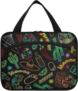 linqin Toiletry Bag for Travel, Desert Colorful Elements Makeup Bag Large Cosmetic Bag Organizer with Hanging Hook for Women Men