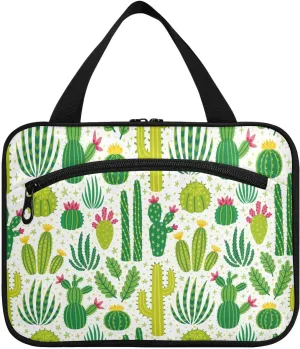 linqin Toiletry Bag for Travel, Different Cactus Makeup Bag Large Cosmetic Bag Organizer with Hanging Hook for Women Men