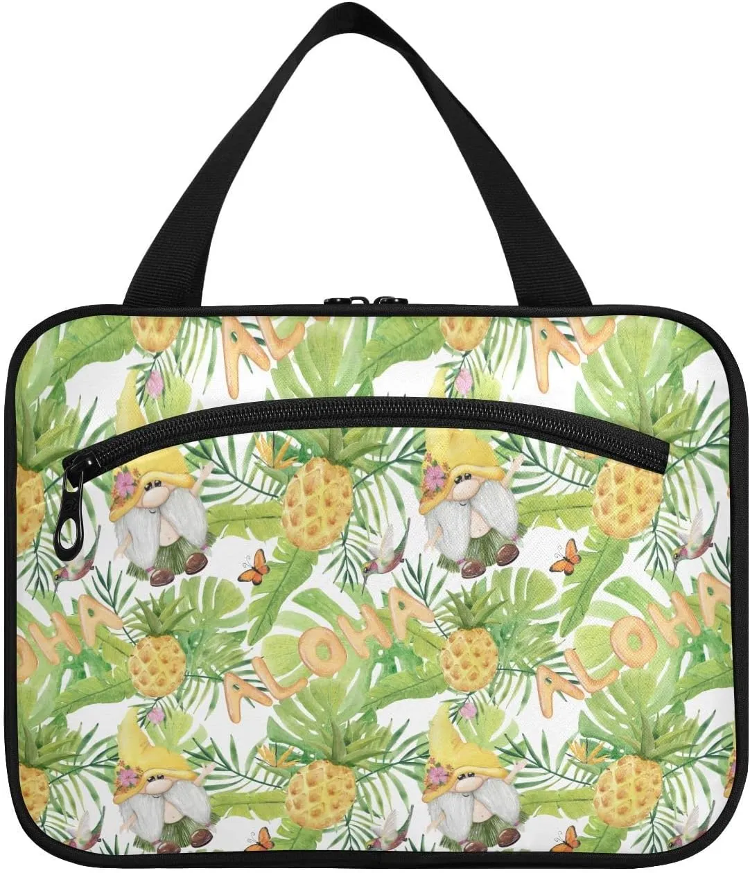linqin Toiletry Bag for Travel, Gnome Pineapple Summer Butterfly Makeup Bag Large Cosmetic Bag Organizer with Hanging Hook for Women Men