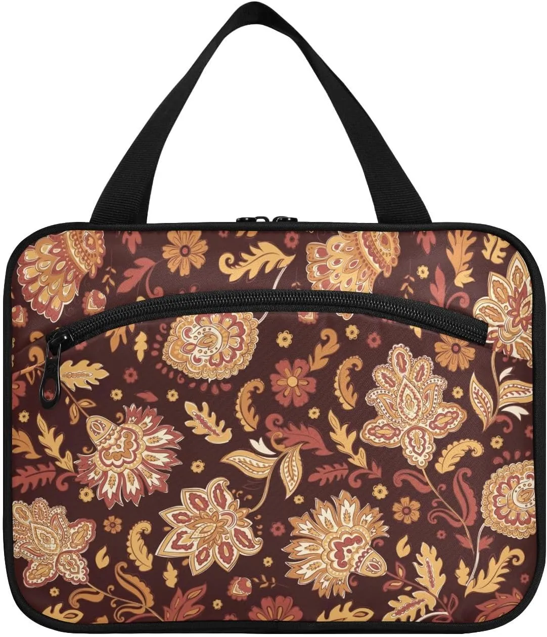 linqin Toiletry Bag for Travel, Tribal Ornament Pattern Makeup Bag Large Cosmetic Bag Organizer with Hanging Hook for Women Men