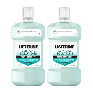 Listerine Clinical Solutions Mouthwash, Enamel Strength, Daily Anticavity Fluoride Mouthwash to Repair Tooth Enamel & Help Prevent Tooth Decay, Alpine Mint, 1 L, 2 Pack