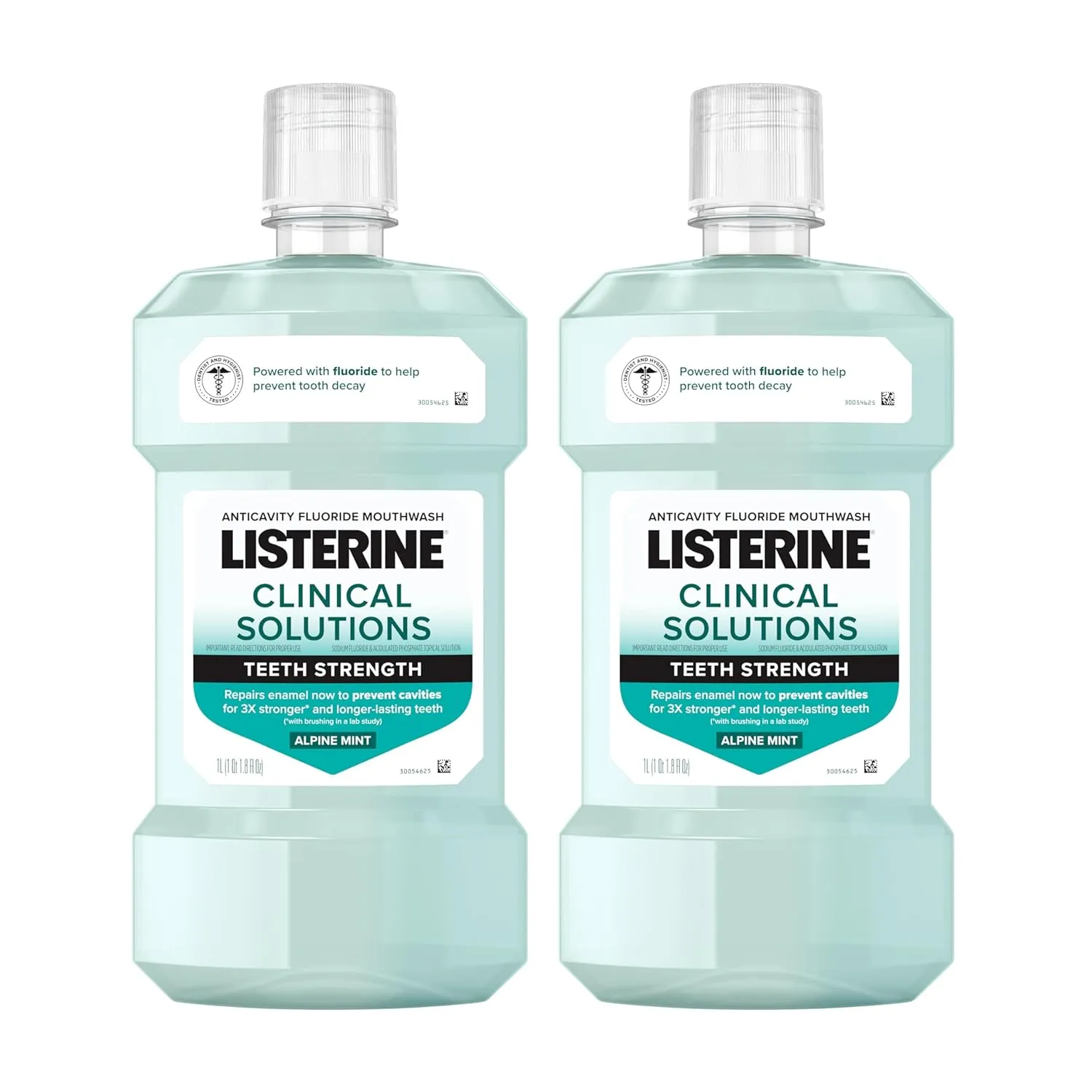 Listerine Clinical Solutions Mouthwash, Enamel Strength, Daily Anticavity Fluoride Mouthwash to Repair Tooth Enamel & Help Prevent Tooth Decay, Alpine Mint, 1 L, 2 Pack