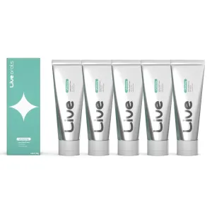 Live Orals Whitening Toothpaste 80g x 5 Units - Fluoride-Free Stain Removal, Strengthens Enamel, Natural Ingredients, Fresh Mint Flavor