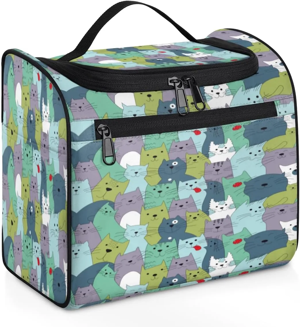 Lively Cats Hanging Toiletry Bag for Men Women Travel Cosmetic Makeup Organizer Bag Water Resistant Large Portable Wash Case for Accessories, Toiletries, Cosmetics