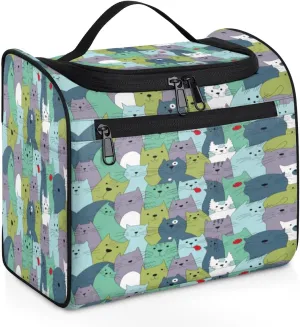 Lively Cats Hanging Toiletry Bag for Men Women Travel Cosmetic Makeup Organizer Bag Water Resistant Large Portable Wash Case for Accessories, Toiletries, Cosmetics