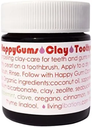 Living Libations - Organic Happy Gums Cleansing Clay Toothpaste | Natural, Wildcrafted, Vegan Clean Beauty (0.5 fl oz | 15 mL)