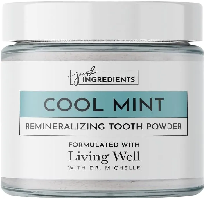Living Well with Dr. Michelle Remineralizing Tooth Powder | Fluoride-Free Hydroxyapatite Formula | Supports Enamel Strength & Oral Wellness | Safe, Clean Ingredients | Cool Mint Flavor