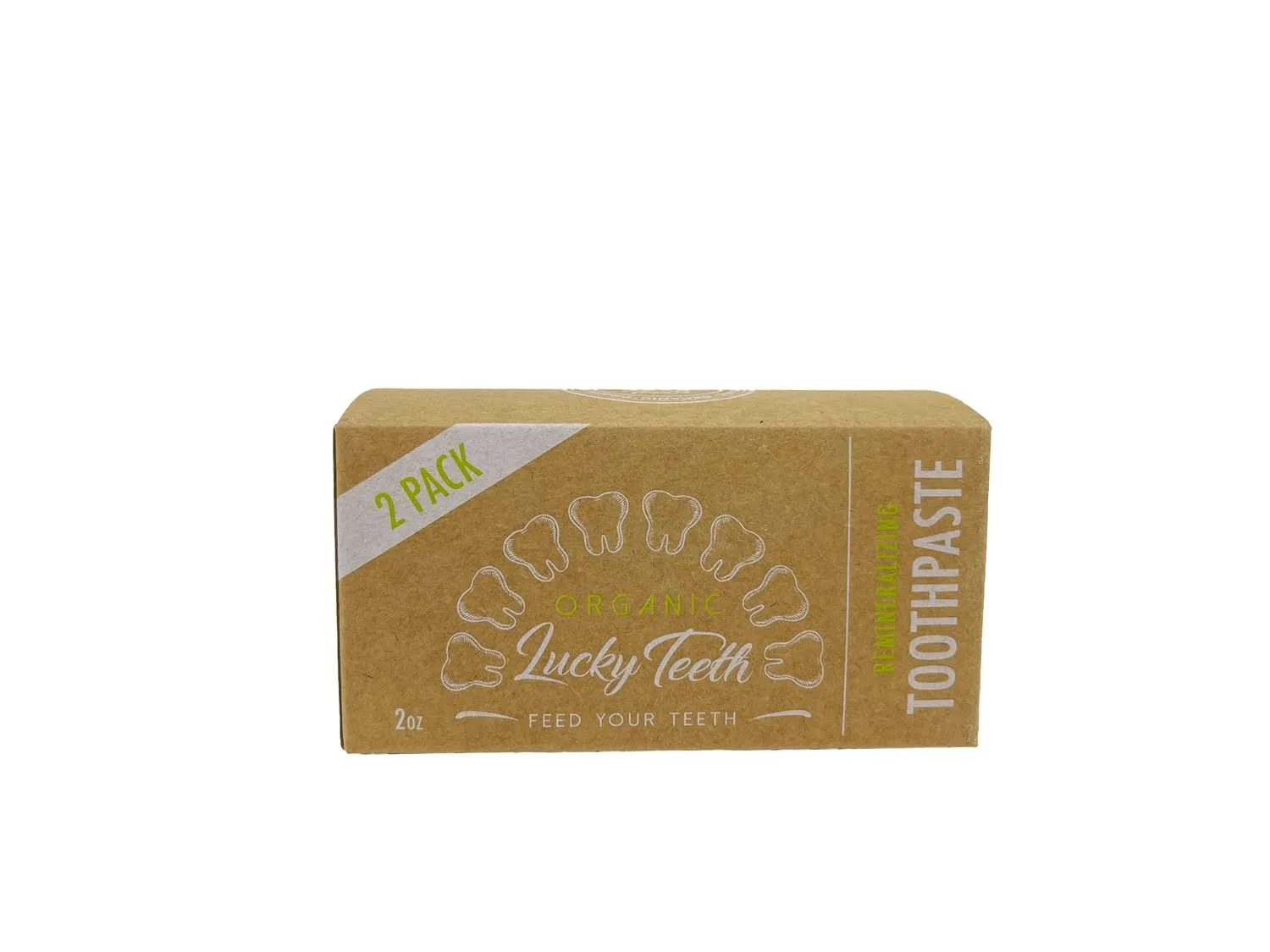 Lucky Teeth Organic Toothpaste-All Natural, Remineralizes and Fortifies Teeth and Gums. (2 oz 2 Pack)