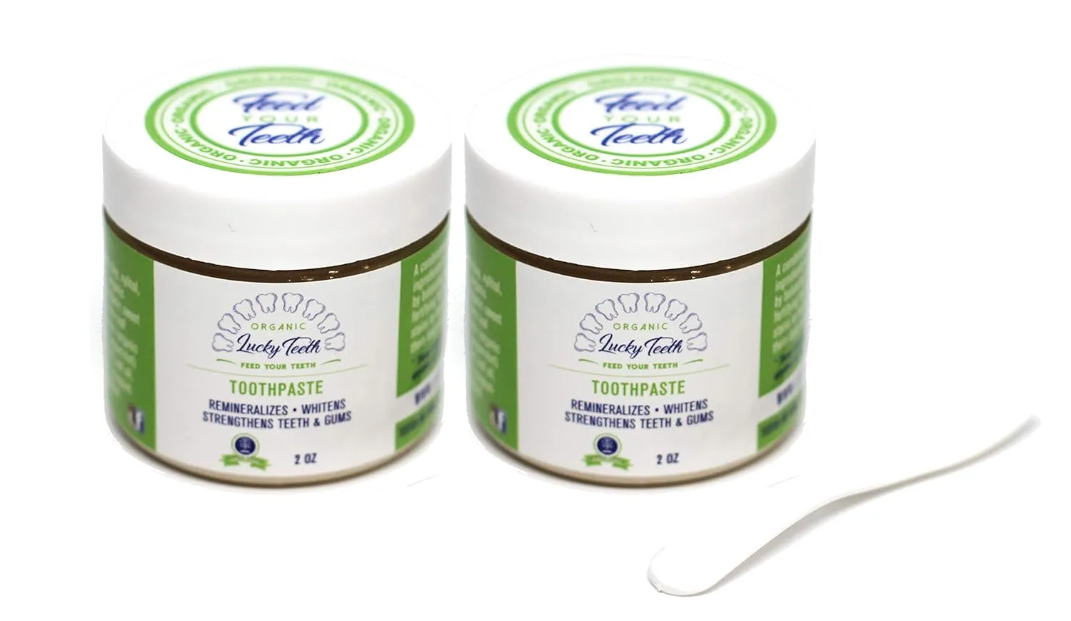Lucky Teeth Organic Toothpaste-All Natural, Remineralizes and Fortifies Teeth and Gums. (2 oz 2 Pack)