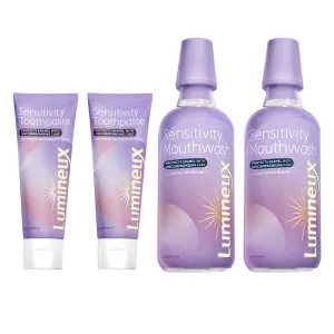 Lumineux Sensitivity Kit – for Sensitive Teeth - Fluoride Free, NO Alcohol, Artificial Colors, SLS Free, Dentist Formulated (Includes 2X Mouthwash & Toothpaste)