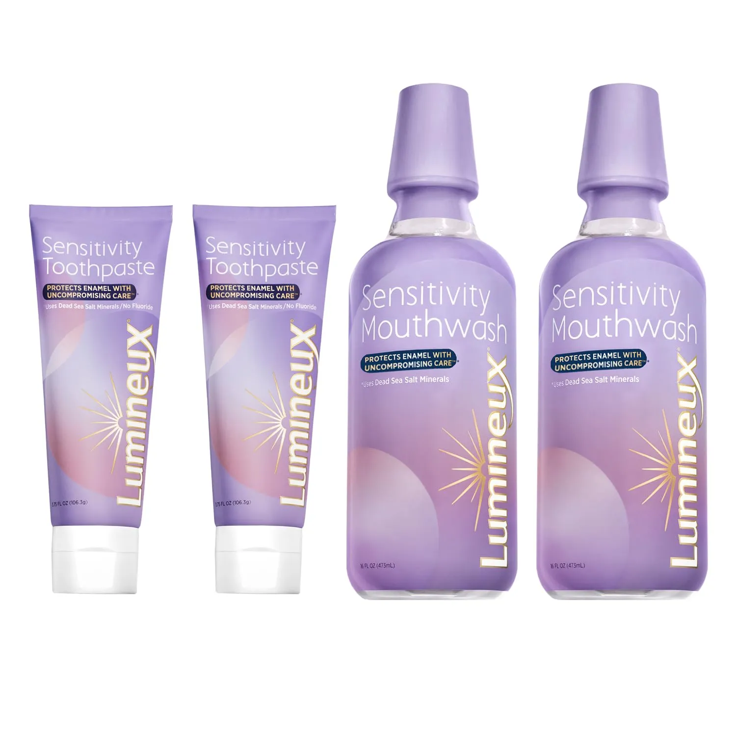 Lumineux Sensitivity Kit – for Sensitive Teeth - Fluoride Free, NO Alcohol, Artificial Colors, SLS Free, Dentist Formulated (Includes 2X Mouthwash & Toothpaste)