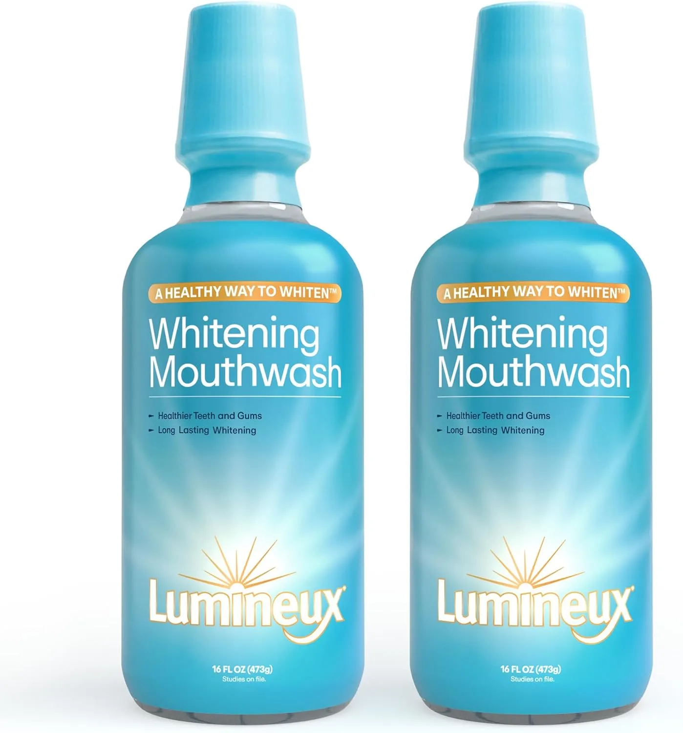 Lumineux Teeth Whitening Mouthwash, 16 Oz. 2 Pack - Peroxide Free - Enamel Safe - Whitening Without The Sensitivity - NO Alcohol, Fluoride & SLS Free