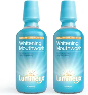 Lumineux Teeth Whitening Mouthwash, 16 Oz. 2 Pack - Peroxide Free - Enamel Safe - Whitening Without The Sensitivity - NO Alcohol, Fluoride & SLS Free