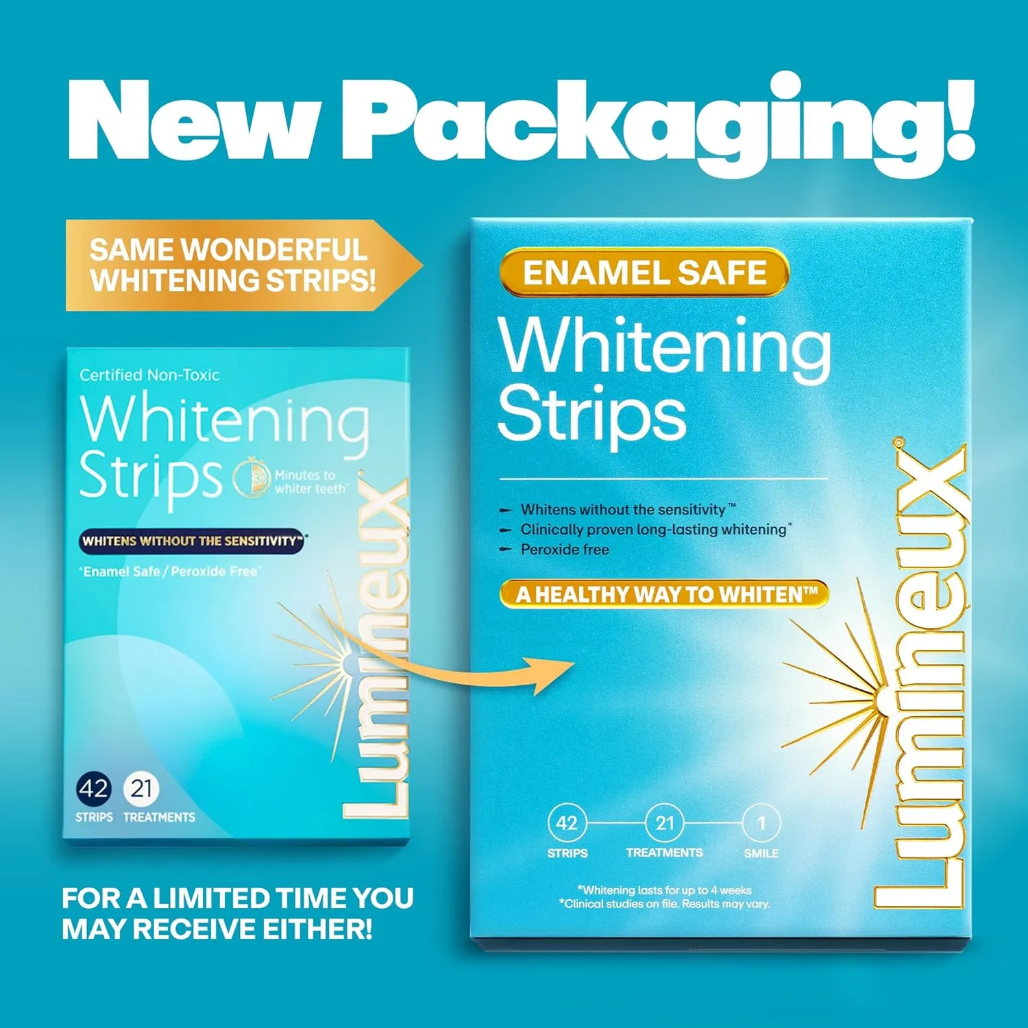 Lumineux Whitening Duo Set – Peroxide Free - Enamel Safe for Whiter Teeth – Includes 21 Whitening Treatments & 2 Pack Whitening Toothpaste, Fluoride Free & Dentist Formulated