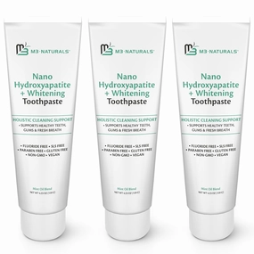 M3 Naturals Nano Hydroxyapatite Fluoride Free Whitening Toothpaste   Calcium, Non-GMO, Vegan, Paraben Free, 4.23 OZ (120 G) 3 Pack