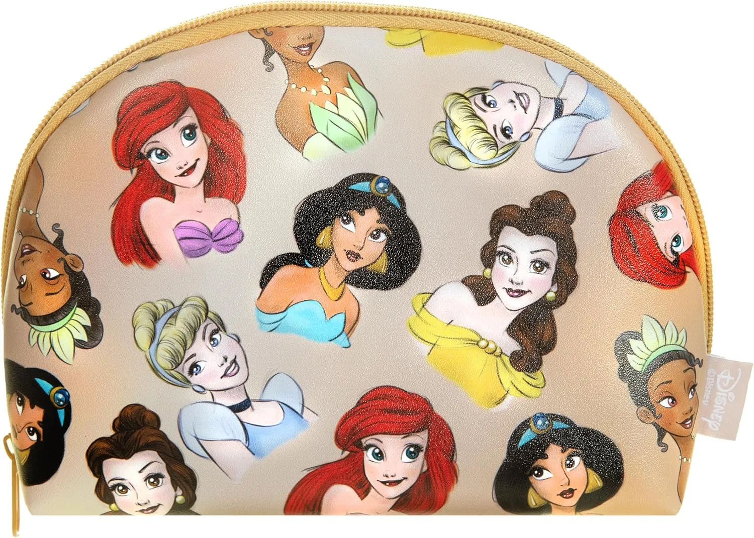 MAD Beauty Disney Princess Cosmetic Makeup Bag | Ariel Jasmine Cinderella Tiana Belle | Official Disney Licensed Product | Novelty Beauty, Cosmetic, and Skincare Gifts for Women, Adults, and Kids