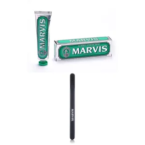 Marvis Classic Strong Mint Toothpaste, 3.8 oz and Medium Bristle Toothbrush