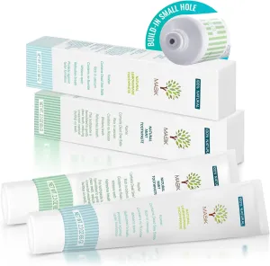 Masik Natural Toothpaste Whitening & Sensitive Teeth | Dead Sea Salt | Remove Plaque | Bleeding Gums & Canker Sore Care | Fluoride & SLS-Free | Non-Foaming | Made in Israel (Lemongrass & Mint, 2-Pack)