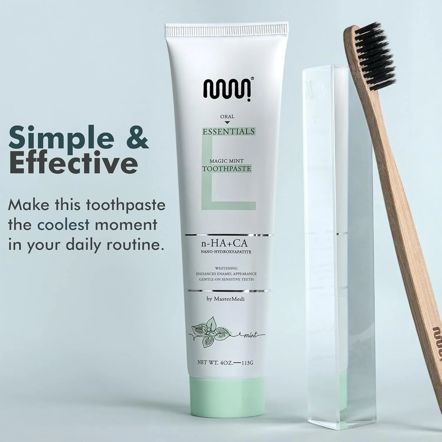 MasterMedi Fluoride Free Nano Hydroxyapatite Toothpaste to Help Remineralizing, Sensitive Teeth, Antiplaque, Whitening. SLS Free, Dentist Recommended – Magic Mint (4 Ounce) (3 Pack)