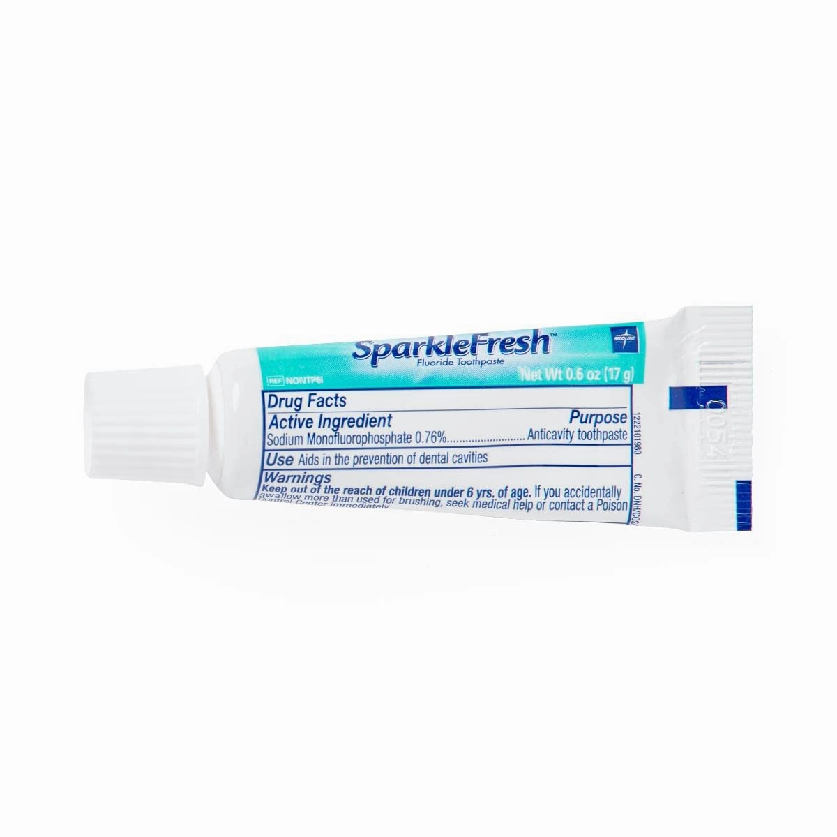 Medline Sparkle Fresh Toothpaste, Fluoride Protection, 0.6 oz., Dental Hygiene and Oral Care, Pack of 144