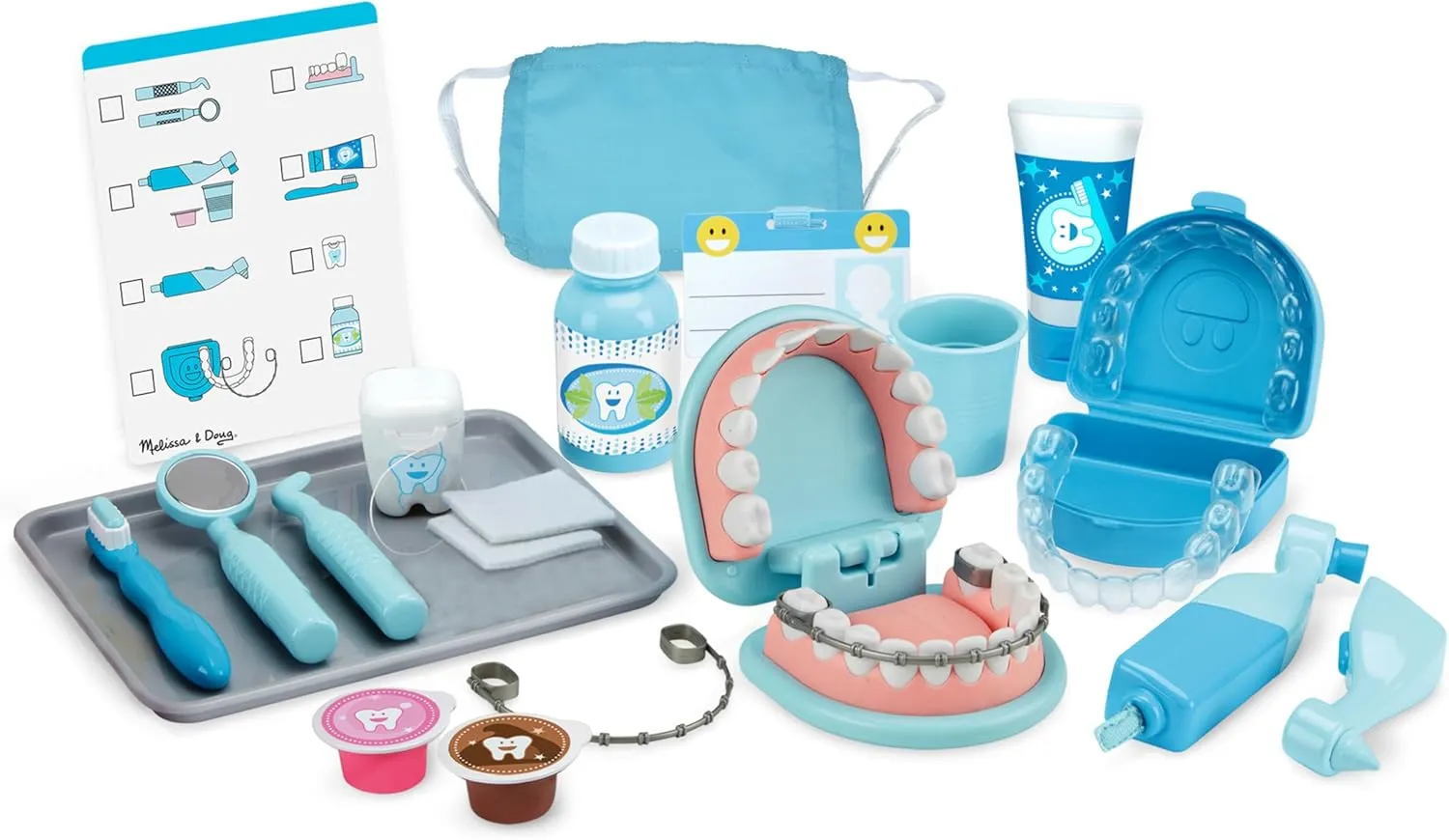 Melissa & Doug Super Smile Dentist Kit With Pretend Play Set of Teeth And Dental Accessories (25 Toy Pieces) Pretend Dentist Play Set, For Kids Ages 3 