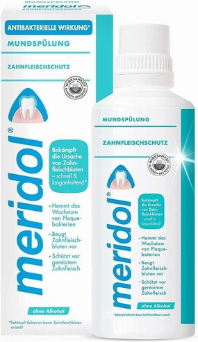 Meridol Mouthwash Antibacterial Effect for Healthy Teeth & Gums, Alcohol Free , 400 ml / 13.53 Fl.oz