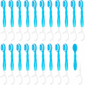 Mini Disposable Toothbrushes with Toothpaste 5 in 1 Travel Portable Toothbrush with Toothpaste   Tongue Scraper   Picks Floss Travel Case (Mint, 26)