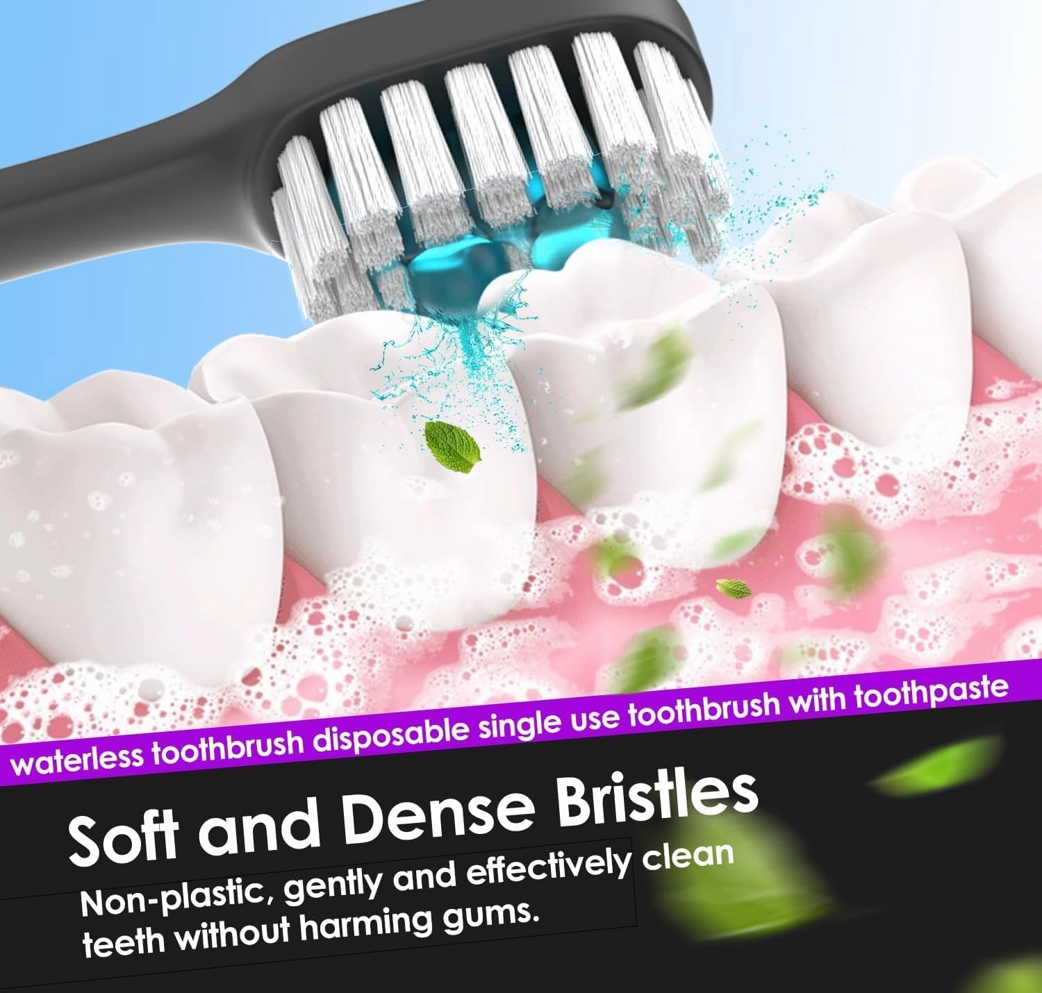 Mini Disposable Toothbrushes with Toothpaste, Pre-Pasted Fluoride Paste, 2 Mint Beads, Soft Bristles, Tongue Scraper, Toothpick & Floss, for Travel, Camping, Office, Single Use (24 Count)