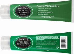 Miracle Propolis Toothpaste Two Pack, with Tea Tree Oil, No Fluoride, 12.8 oz