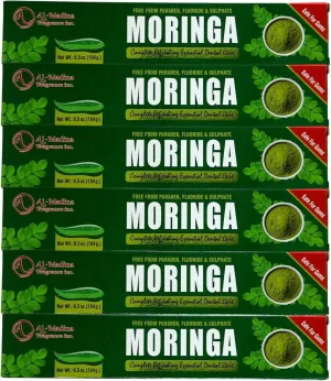 Moringa and Clove Toothpaste with Myrrh Oil, Sage Oil, White Oak Bark, Clove, and Menthol - Paraben Free Refreshing Oral Care for Sensitive Teeth - Halal - Pack of 6