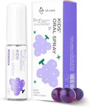 Mouth Spray for Kids, Toddler Toothpaste Helper, Fluoride Free Baby Toothpaste Cavity Protection, Oral Care with Natural P113  Antibacterial Peptide - for Newborns to Age 6, Grape