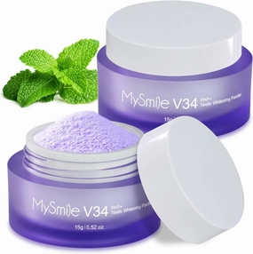 MySmile Pap Natural Mint Non-Sensitive Teeth Whitening Powder Cavity Prevention Little Foam for Cleaning Tooth Fresh Breath Care Oral Alternative Fluoride Free Toothpaste -1.04 oz (Purple 2 Box)