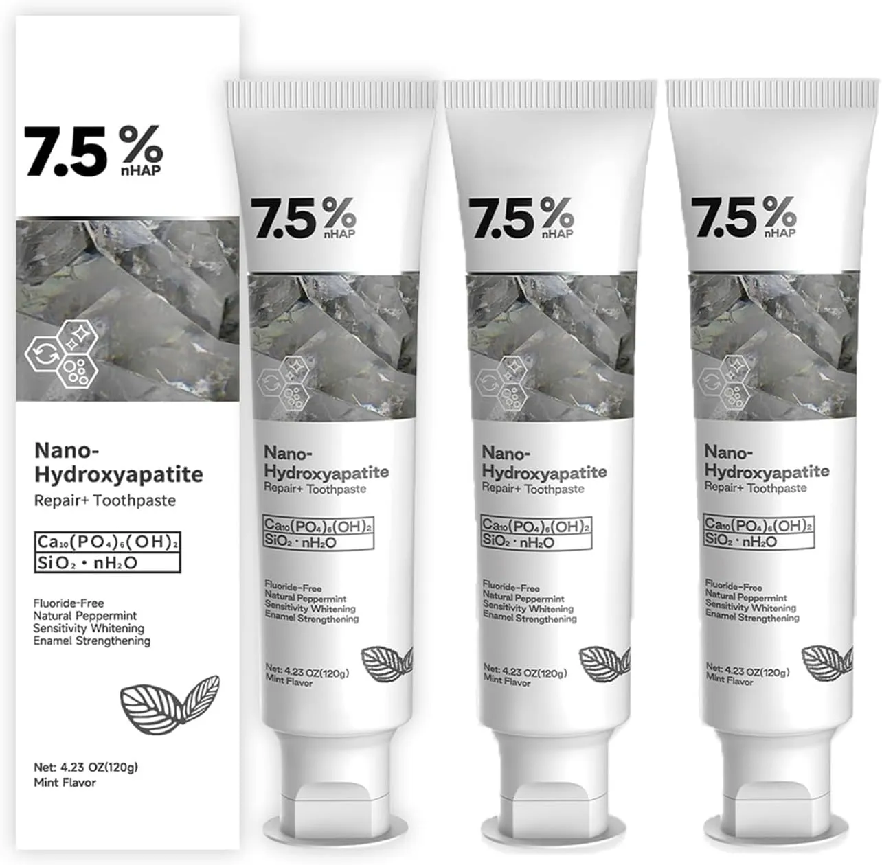 Nano Hydroxyapatite Repair & Protect Toothpaste – Strengthens Enamel, Reduces Sensitivity, Hydroxyapatite Toothpaste, Fresh Breath (3 Pcs)