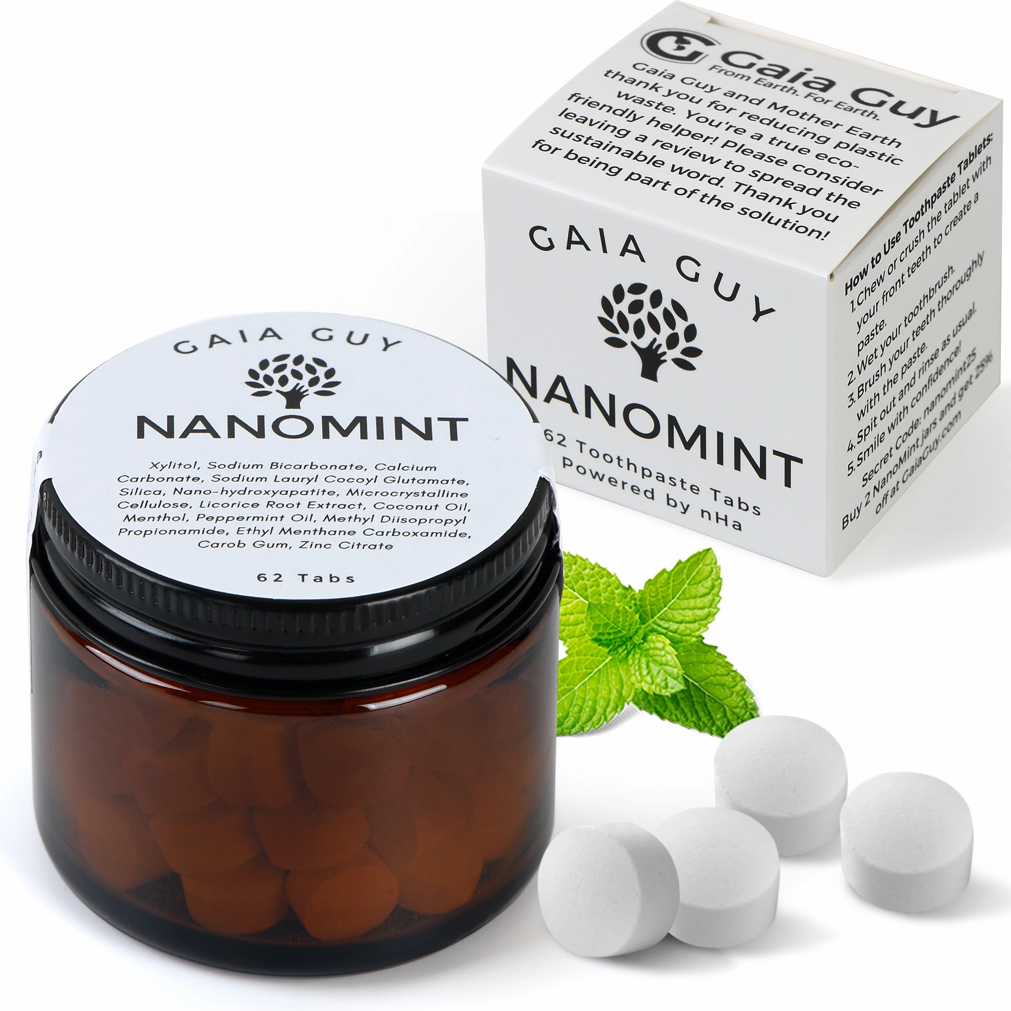 Nano Hydroxyapatite Remineralizing Toothpaste Tabs - Nanomint Toothpaste Tablets