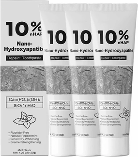 Nano-Hydroxyapatite Toothpaste | 10% Hydroxyapatite - for Sensitive Teeth & Whitening | Fluoride-Free, Mint Flavor | Suitable for Adults & Kids Oral Care (3)