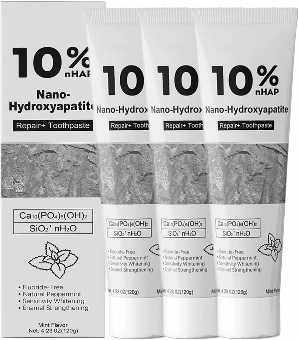 Nano-Hydroxyapatite Toothpaste | 10% Hydroxyapatite - for Sensitive Teeth & Whitening | Fluoride-Free, Mint Flavor | Suitable for Adults & Kids Oral Care (3)