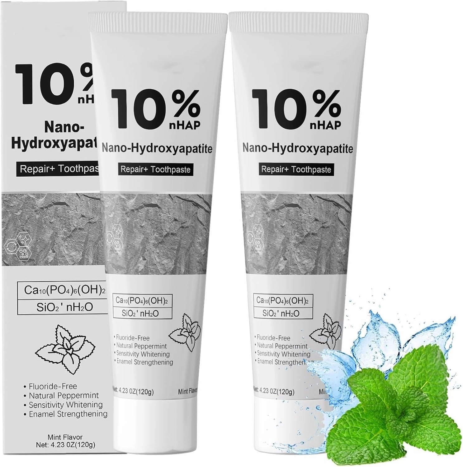 Nano-Hydroxyapatite Toothpaste – 10%-Hydroxyapatite -Appropriate for Sensitive Teeth, Whitening | Fluoride-Free | Remove Tartar, Mint Flavor, for Daily Oral Care (2)