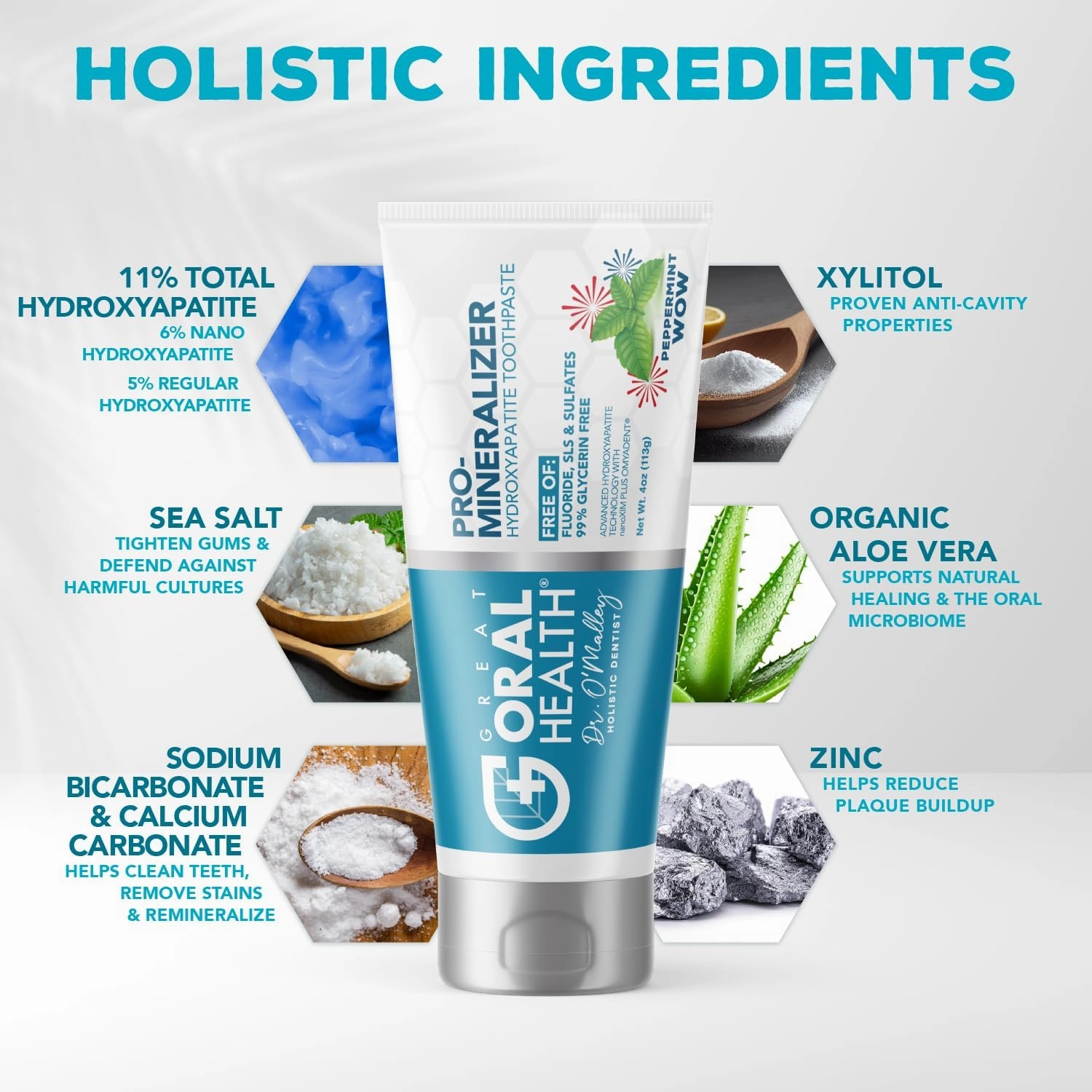 Nano hydroxyapatite Toothpaste Fluoride Free; Dentist Formulated Pro Remineralizing Toothpaste Plus Anti Cavity Xylitol, Tooth Remineralization for Sensitive Teeth & Enamel Support in Peppermint Wow
