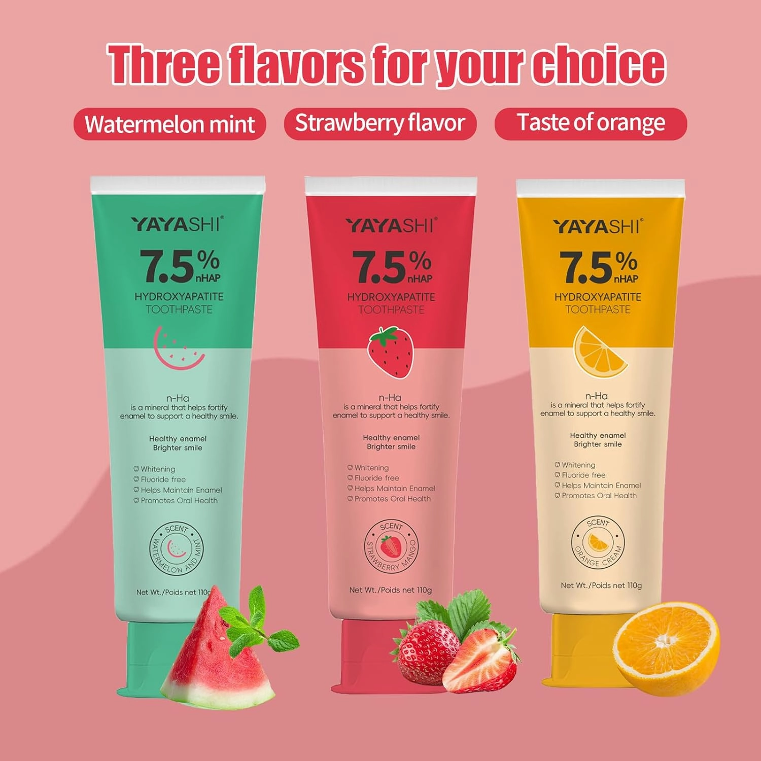 Nano Hydroxyapatite Toothpaste, Fluoride Free Toothpaste,Enamel Protection and Tooth Strengthening Appropriate for Sensitive Teeth, Daily Use for Oral Health -Strawberry Mango, 3.88 Fl Oz