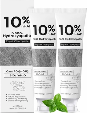 Nano-Hydroxyapatite Toothpaste, New Upgraded Formula, Strengthens Enamel,Fluoride-Free Toothpaste ，Gentle on Sensitive Teeth 4.23oz 2pc