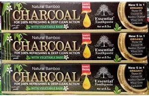 Natural Bamboo Activated Charcoal Essential Toothpaste (100% Fluoride Free) (3 Tubes)