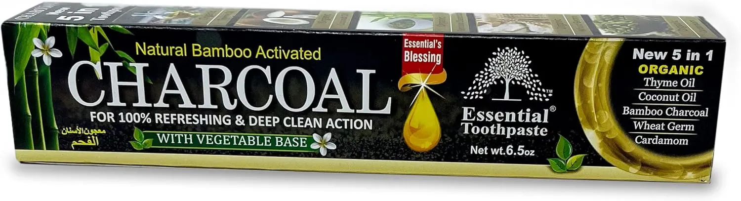 Natural Bamboo Activated Charcoal Toothpaste (3 pk), Natural Teeth Whitening Toothpaste, Charcoal Toothpaste, Fluoride Free Toothpaste