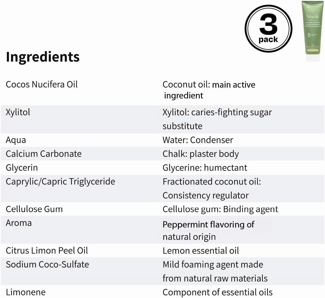 Natural Cosmetics Fluoride Free Natural Coconut Oil Toothpaste, Peppermint Lemon 75 ml, 3-Pack