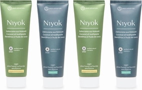 Natural Cosmetics Fluoride Free Natural Coconut Oil Toothpaste, Peppermint Lemon 75 ml and Spearmint 75 ml, 4-Pack