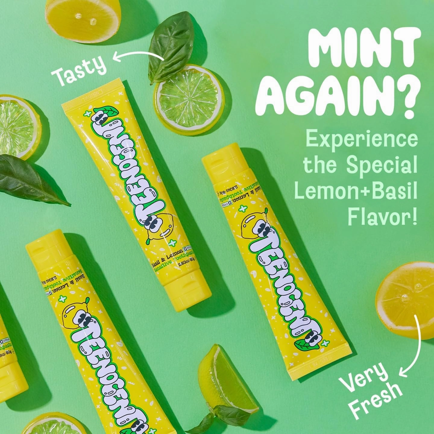 Natural Nano Hydroxyapatite Sensitive Toothpaste - Fluoride Free, SLS Free, Remineralizing, Adult & Kids, Basil&Lemon Flavor, 2.83 oz (Pack of 3)