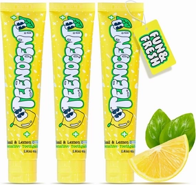 Natural Nano Hydroxyapatite Sensitive Toothpaste - Fluoride Free, SLS Free, Remineralizing, Adult & Kids, Basil&Lemon Flavor, 2.83 oz (Pack of 3)