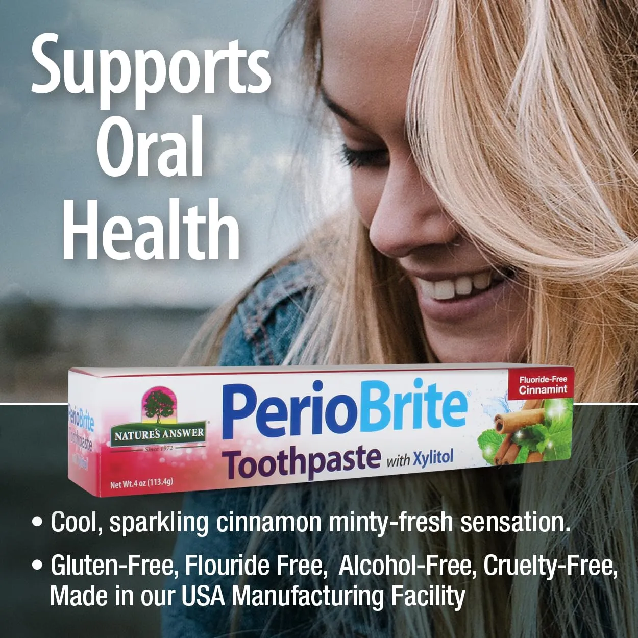 Nature's Answer Periobrite Toothpaste, Cinamint, 4 Ounce, (3 Pack) | Teeth Whitening | Fresh Breath | Stain Removal