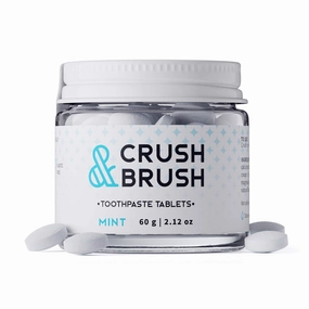 Nelson Naturals Crush & Brush Toothpaste Tablets, Mint Charcoal Flavor, 60g/80 Tablets, Organic, Silica & Xylitol Formula, Refreshing Fluoride-Free Toothpaste in a Glass Jar, Convenient for On-the-Go