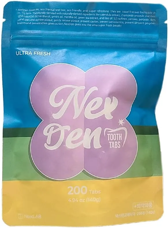 NexDen Toothpaste Tablets 200 Tabs Young | Portable Toothpaste Tablets | Eco Conscious Oral Care for Fresh Breath
