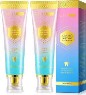 Niacinamide Whitening Toothpaste, (2pcs) Niacinamide Toothpaste with Natural Gentle Care Deep Stain Removal Clea, Freshening Breath, Improves Gum Health - 3.8 oz